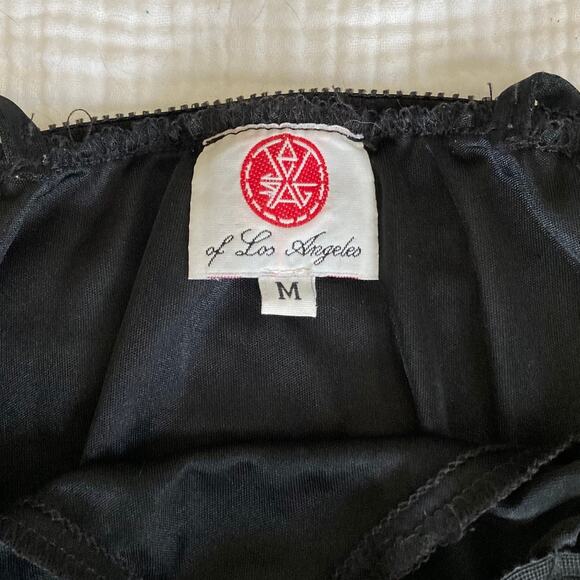 90s Jet Rag Reimagined Vintage Black Slip Dress w/White Lace - Picture 6 of 9